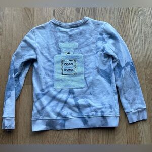 DYNAMIC DUO TIE DYE SWEATSHIRT W/ A BOTTLE OF COCO CHANEL IN SEQUINS ON BACK (S)